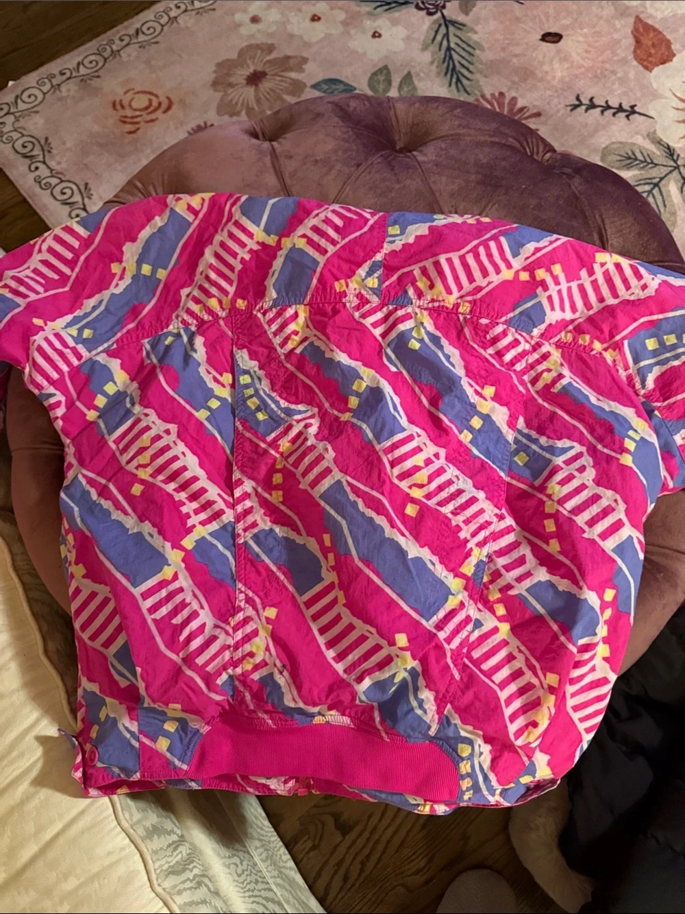 Nike Pink, Purple and Yellow Geometric Hooded Windbreaker